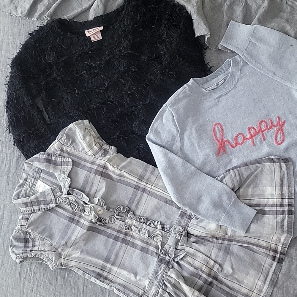 Girls Lot Of Three (3) Items: Juicy & GAP  Sweaters & Gymboree Dress